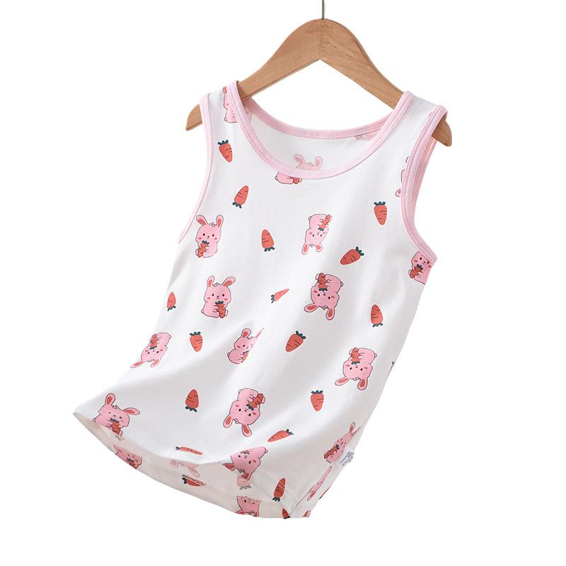 Traceless cotton children's vest summer new boys and girls baby suspender sleeveless boneless backing thin pajamas tide