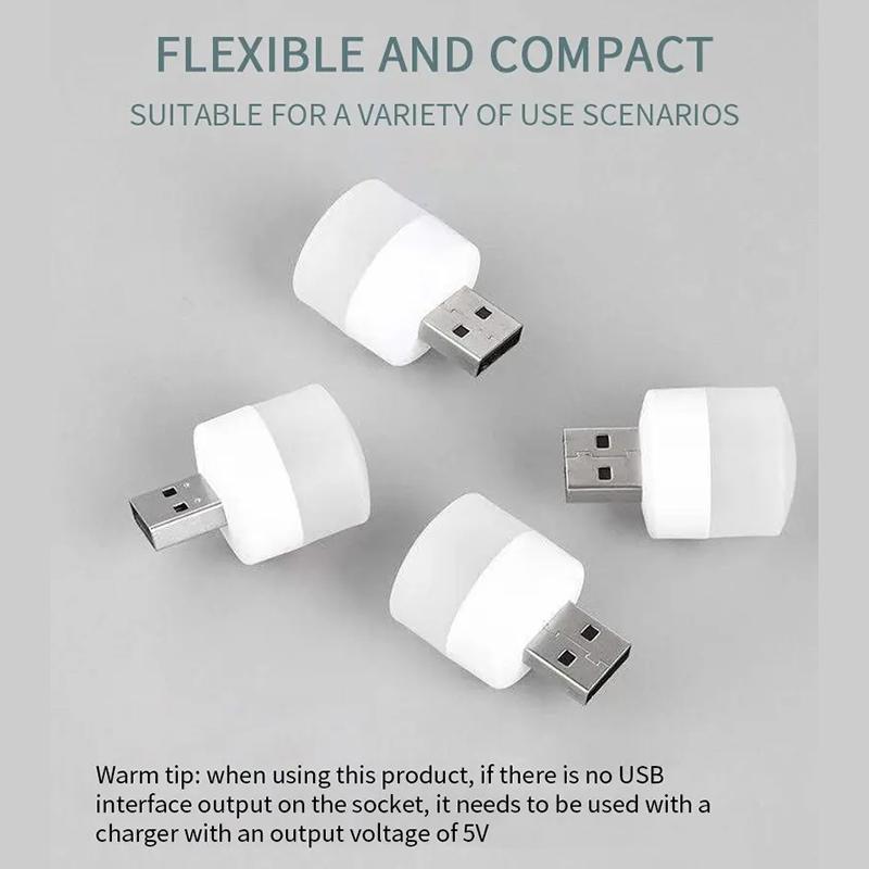 10 Pieces USB Night Light Warm White LED Plug-In Light Bulb Portable Home Environment Light Energy-Saving Reading Night Light