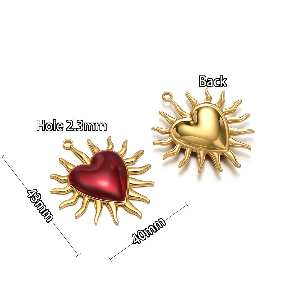 3Pcs Stainless Steel Classical Enamel Red Heart Wing Crown Charms DIY Women Jewelry Necklace Pendants Findings Earrings Making