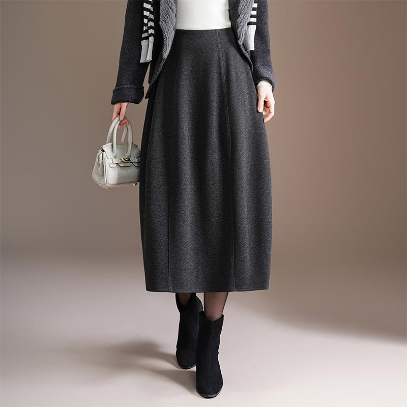 Stylish Elastic Waist Women's Winter 2025 Korean Slimming Casual Mid-Length Skirt