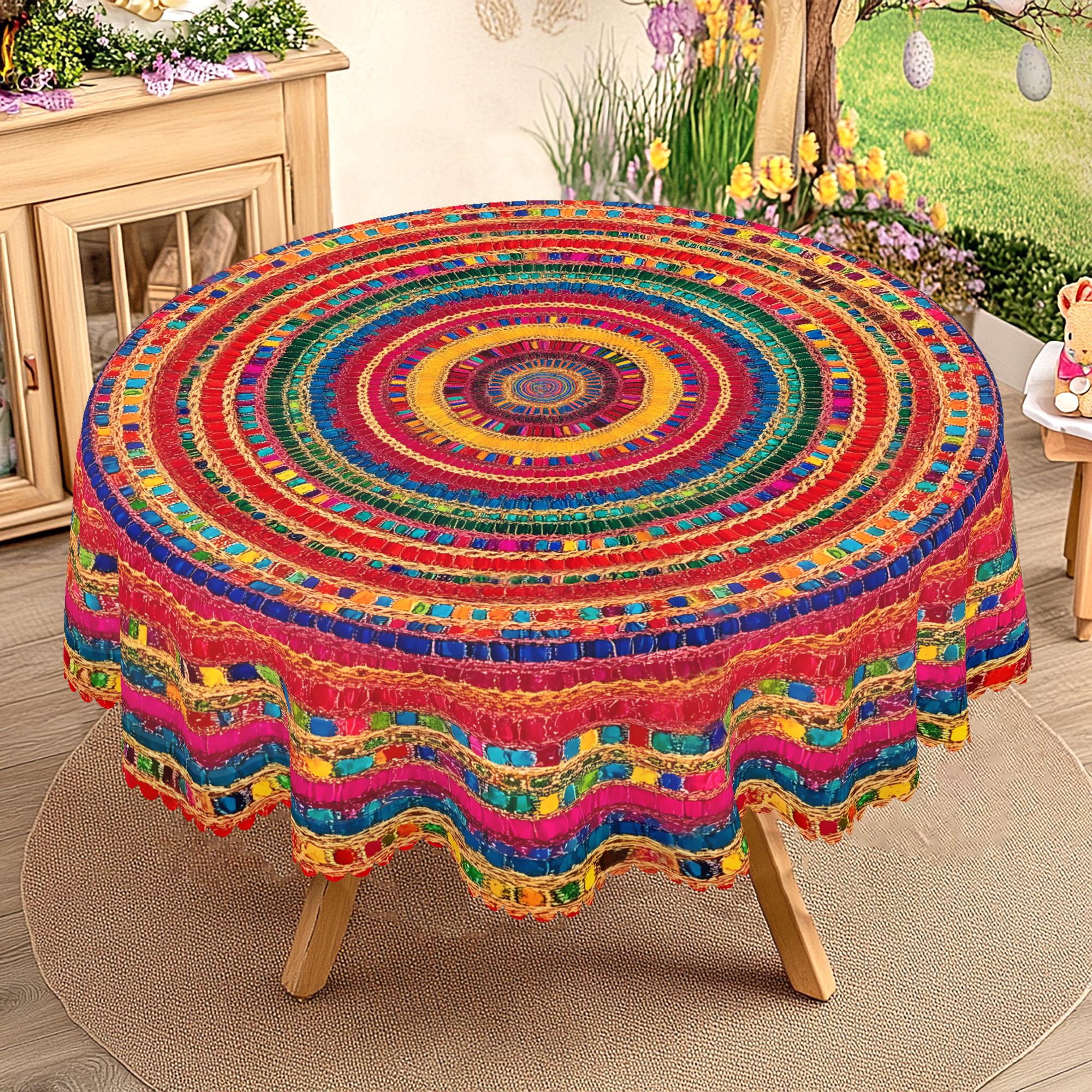 Onafhankelijkheidsdag Bloemenkrans Waterdichte Rechthoekige Tafelkleed Rood Blauw Bloemen Ster USA Vlag Tafelhoes voor Diner Keuken 140x180cm
