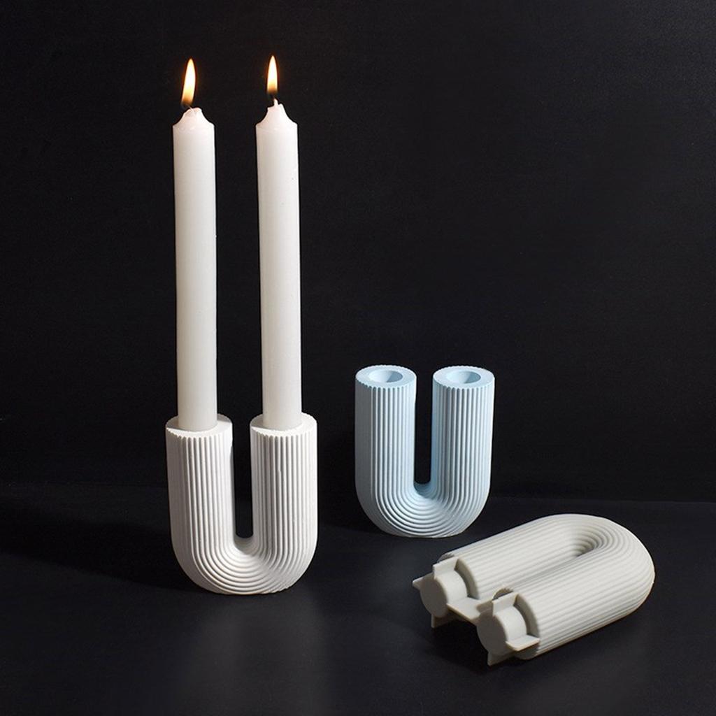 High Quality Silicone Mold For Creating Unique Geometric Striped U Shaped Candle Holders Perfect For Special Occasions
