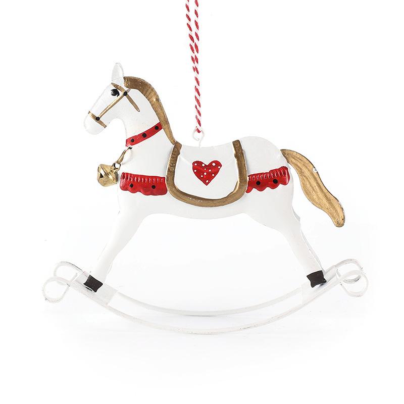 Vintage Iron Christmas Rocking Horse Ornament Creative Desktop Decorative Hanging Pendant Festive Holiday Home Crafts