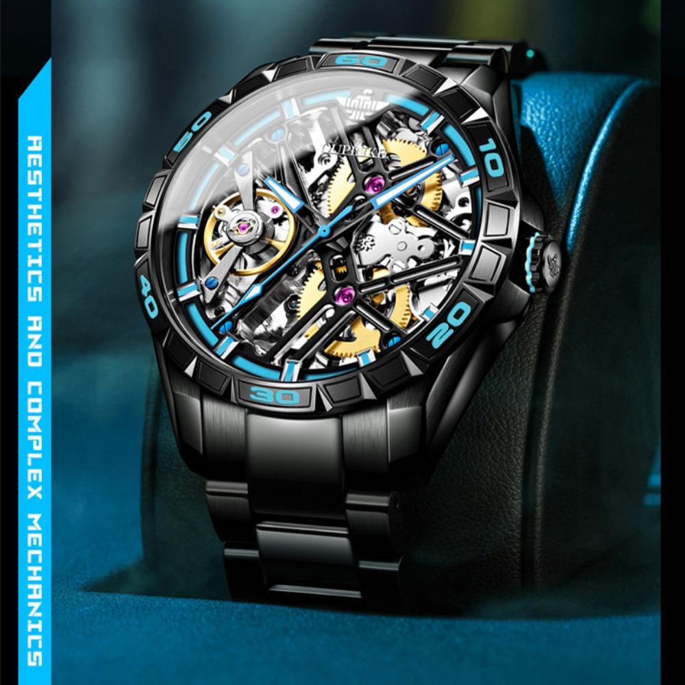 OUPINKE Men's Watch Waterproof Fully Automatic Mechanical Watch Full Hollow High -end Watch