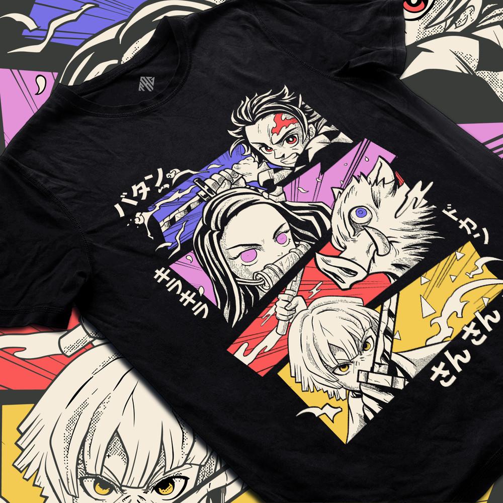 

Demon Slayer Group T-Shirt Tanjiro Nezuko Zenitsu Inosuke Anime Tee 2XL