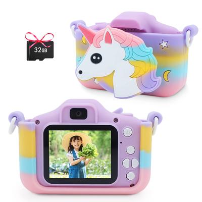 Câmera de Brinquedo POSO para Crianças para Cartão SD de 32G Câmera Digital IPS de Polegada para Aniversário para Crianças Idades Câmera, Crianças, Incluído, Tela de 2.0, Crianças, Dia das Crianças,