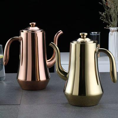 Food Grade Stainless Steel Tea Kettle, Large Capacity Long Mouth with Tea Strainer, Restaurant Teapot, Heatable Kettle, 1.5L
