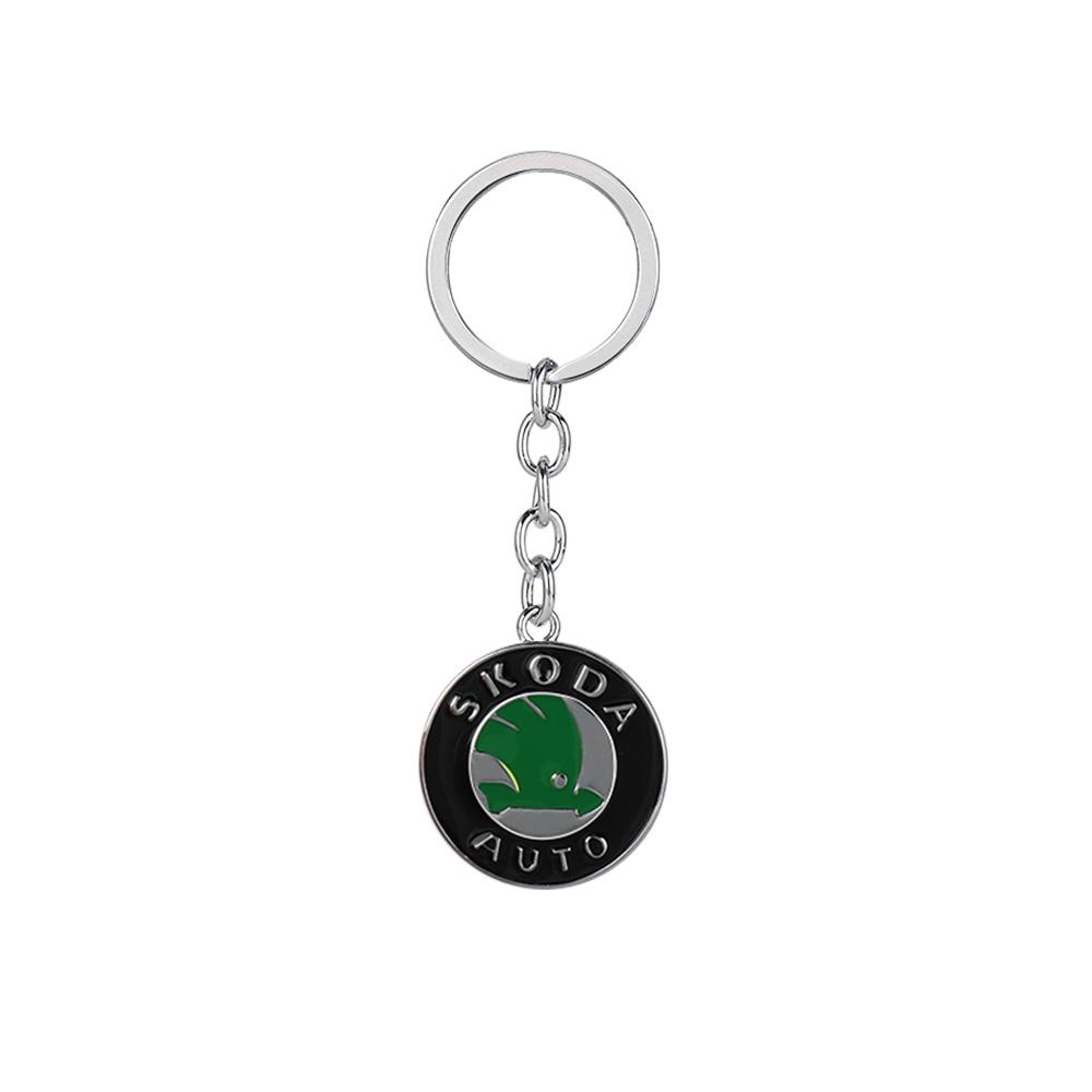 WOHE7 Car Logo Keychain Key Ring Chain Pendant Gifts For Skoda Octavia Kodiaq Fabia Karoq Superb Rapid Felicia RS Hubcap Accessories