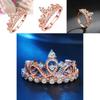 Elegant Rose Gold Plated Korean Crown Ring With Sparkling Gemstones For Women Fashion Jewelry