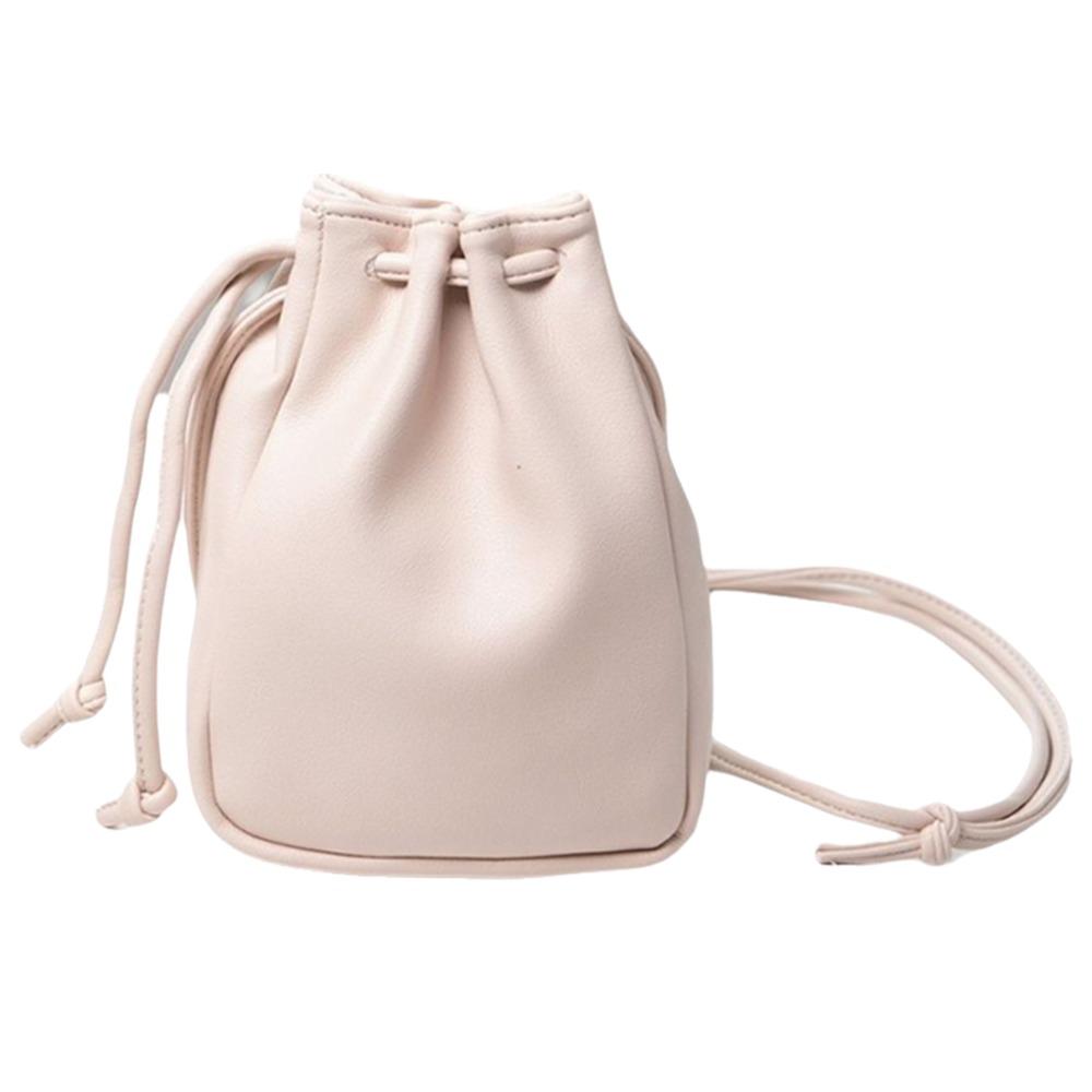 Lady Style PU Leather Drawstring Bag Candy Color Drawstring Style Crossbody Bag High Quality Mini Size Handbag Casual Wear