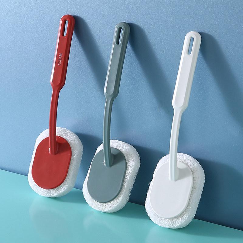Long Handle Sponge Scrubber for Bathroom, Thickened Scouring Pad Brush for Bathtubs, Floors, and Tile Stain Removal