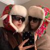Fashion Winter Warm Ear Protection Hat Flower Cloth Retro Ethnic Style Lei Feng Hat Thickened Cold Hat For Women