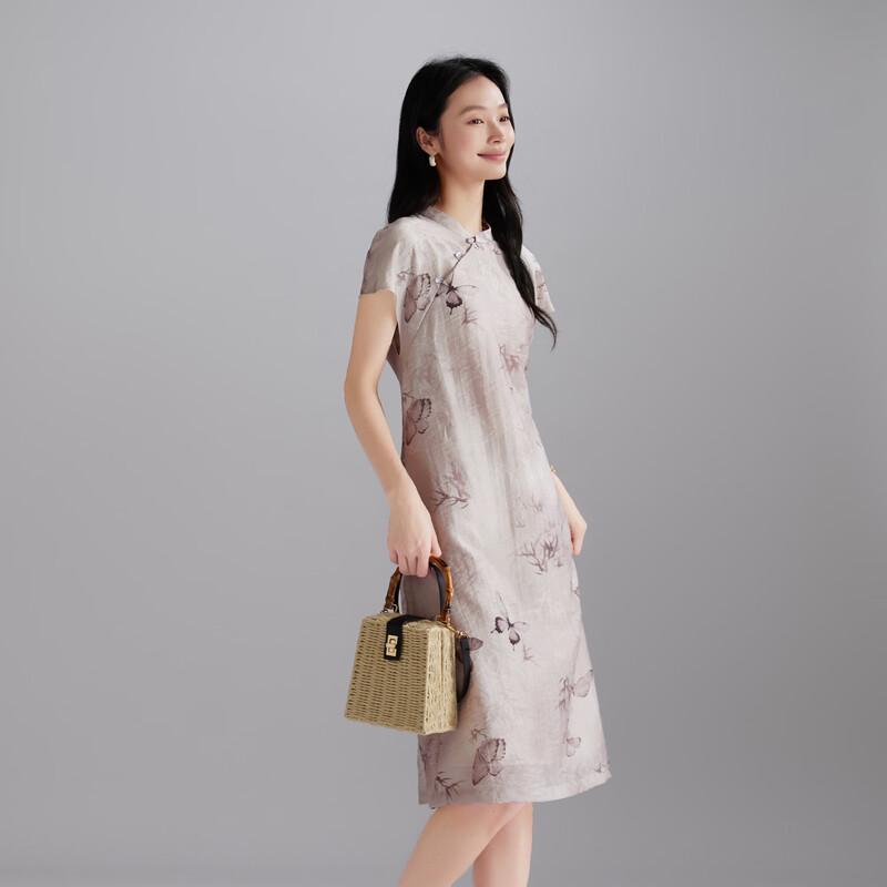 SOFSIL New Chinese Style Printed Mid-Length Dress L