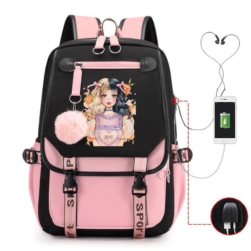 Peripheral Printed Backpack Female Fashion Student Multifunctional Casual School Bag