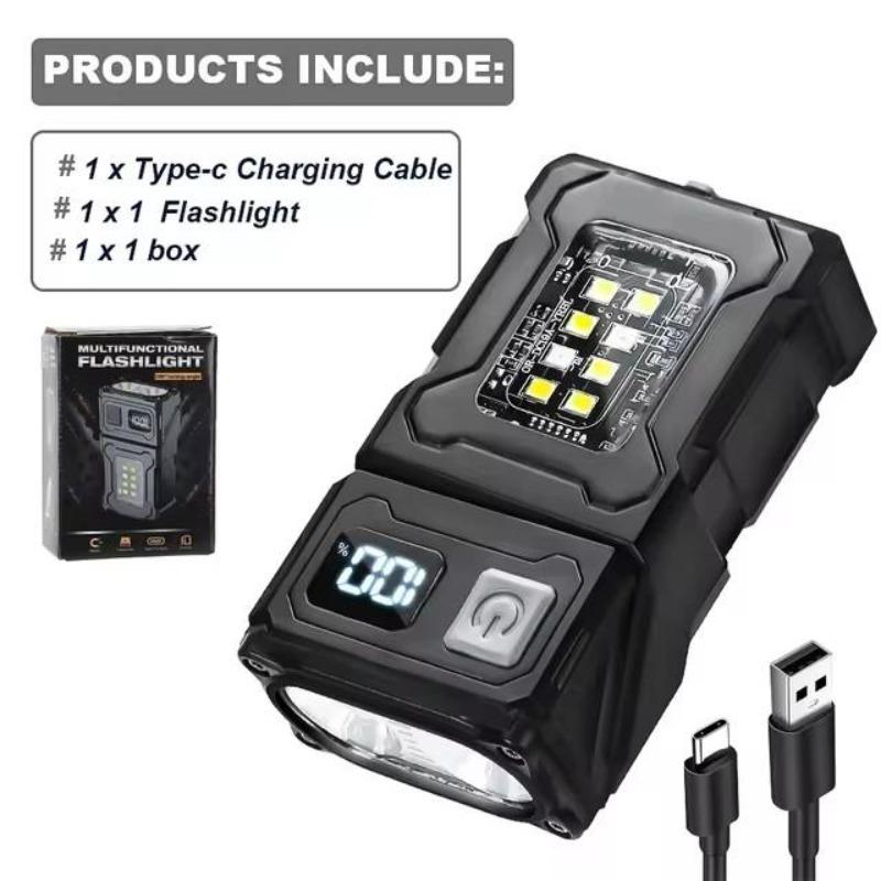 Mini LED Flashlight Outdoor Portable Magnetic Torch Lamp for Camping Fishing Walking Work Light with Red Warning Light