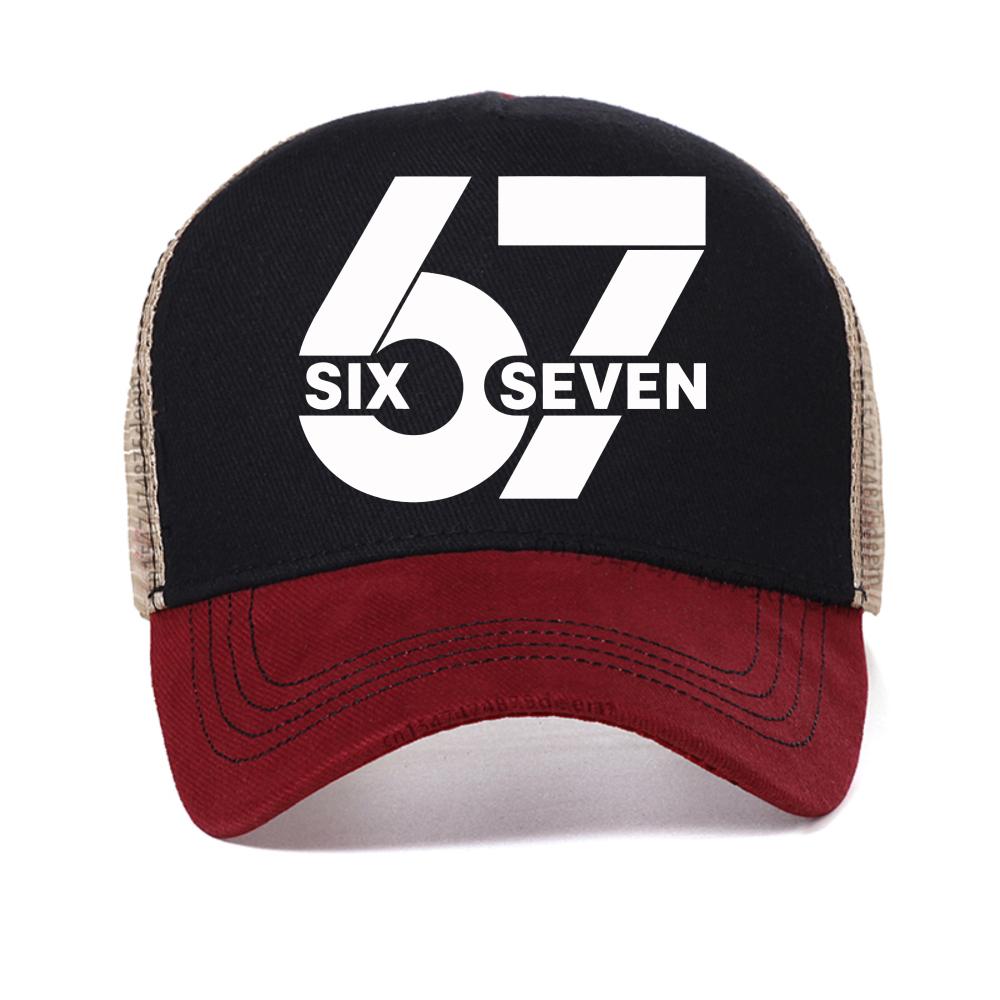 

Six Seven 6 7 Meme Unisex Baseball Caps Vintage Outdoor Summer Adjustable Fit Snapback hat casual Breathable mesh trucker hats Adjustable красный