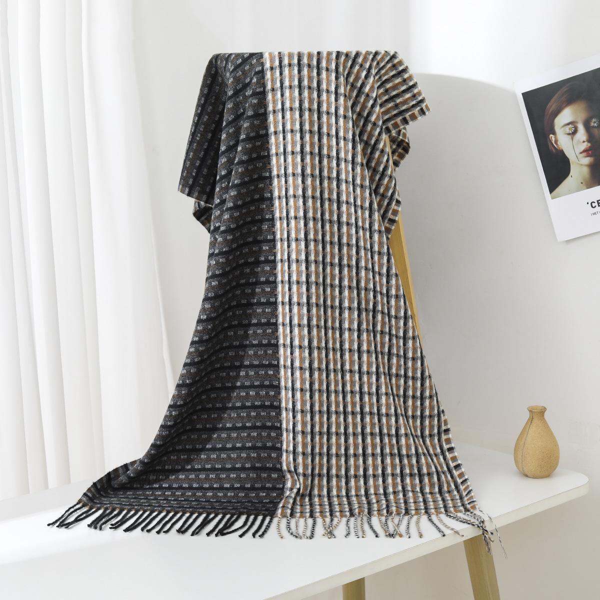 

Осенне-зимний новый шарф женский утолщенный искусственный кашемир универсальный студенческий шаль длинный клетчатый шарф 65*200cm