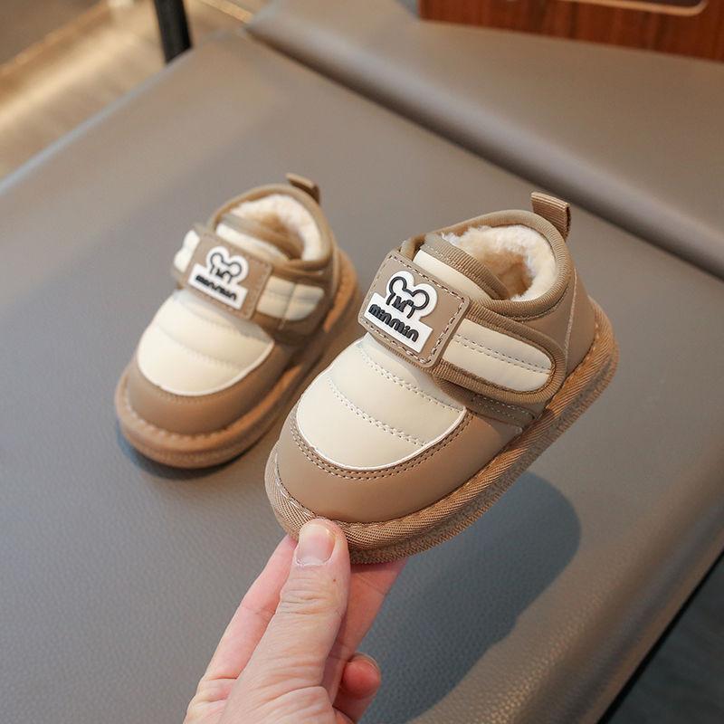 Winter velvet snow boots boy baby non-slip nine months-4 years old girl infant soft bottom cartoon simple classmate