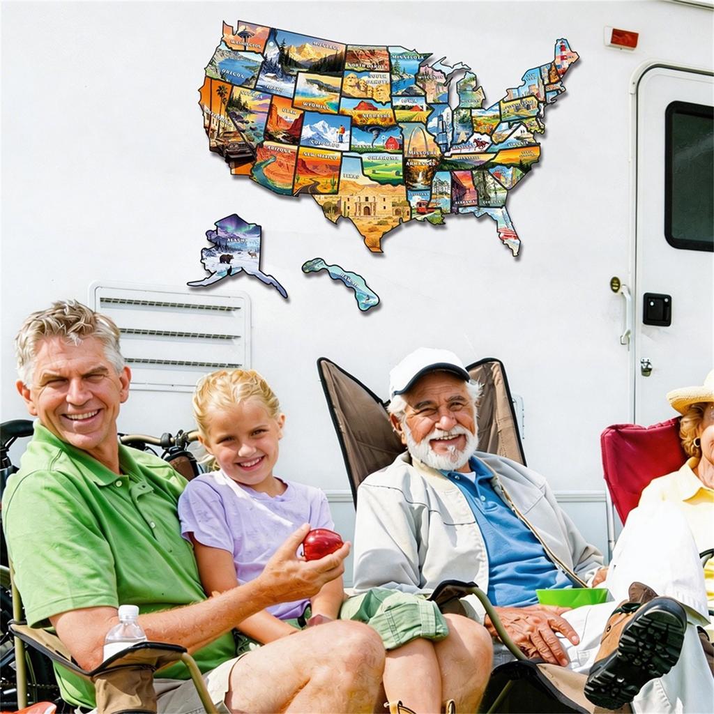 Magnetische Puzzle-Sticker mit den 50 Bundesstaaten der Vereinigten Staaten, mit Reisebezug . PVC Magnetische Puzzle-Aufkleber.