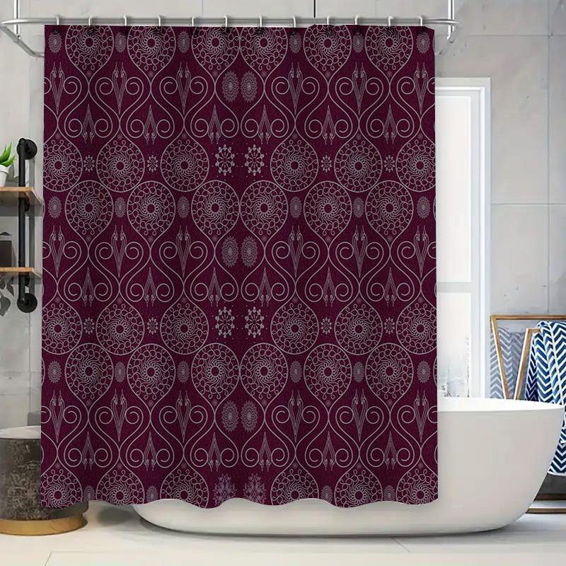 

Luxury Bath Shower Curtain Waterproof Decorative Pattern Embroidered Design Polyester Fabric Home Decoration Bathroom Supplies W60H190(CM)-1 Pcs