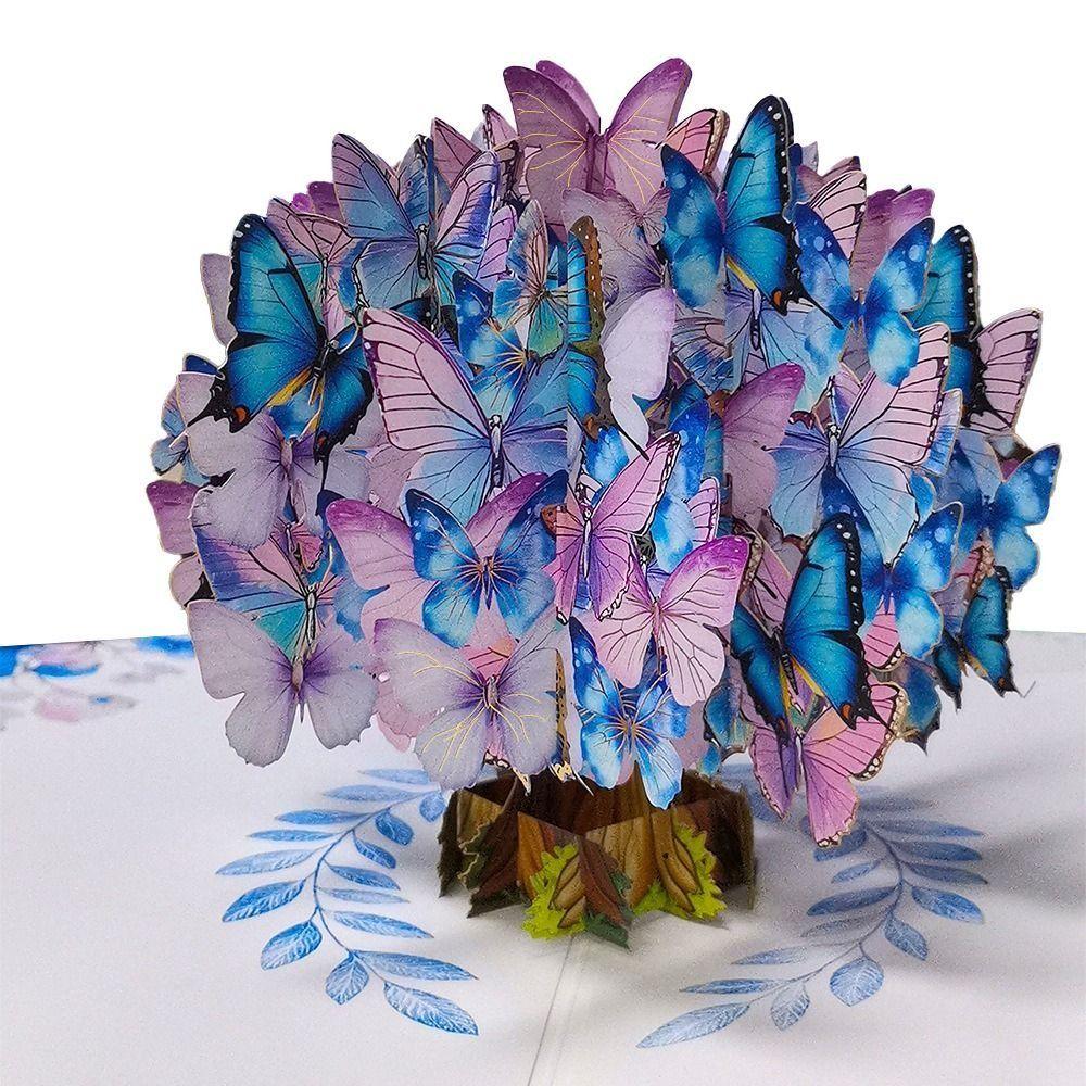 Foldable Flower and Butterfly Greeting Cards Paper Romantic Invitations Cards Creative Elegant 3D Greeting Card Girlfriend