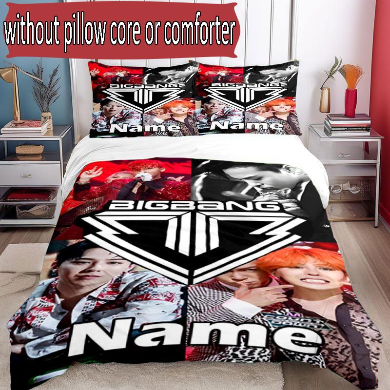 3pcs Duvet Cover Set (1*Duvet Cover + 2*Pillowcase, Without Core), Custom Name BIGBANG Pattern Bedding Set, Home Bedroom Decor Gift