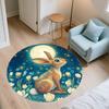 Flower Rabbit,Round Area Rug,Carpet Rug for Living Room Bedroom Sofa Playroom Decor,Non-slip Floor Mat