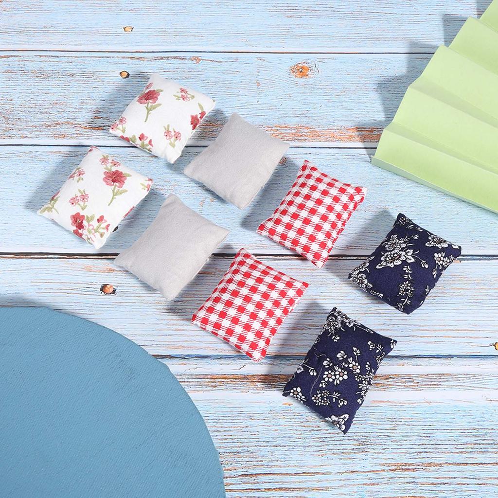 8 Stück 1:12 Puppenhaus Miniatur Simulierte Kissen Kissen Möbel Modell Spielzeug Zubehör Sofakissen