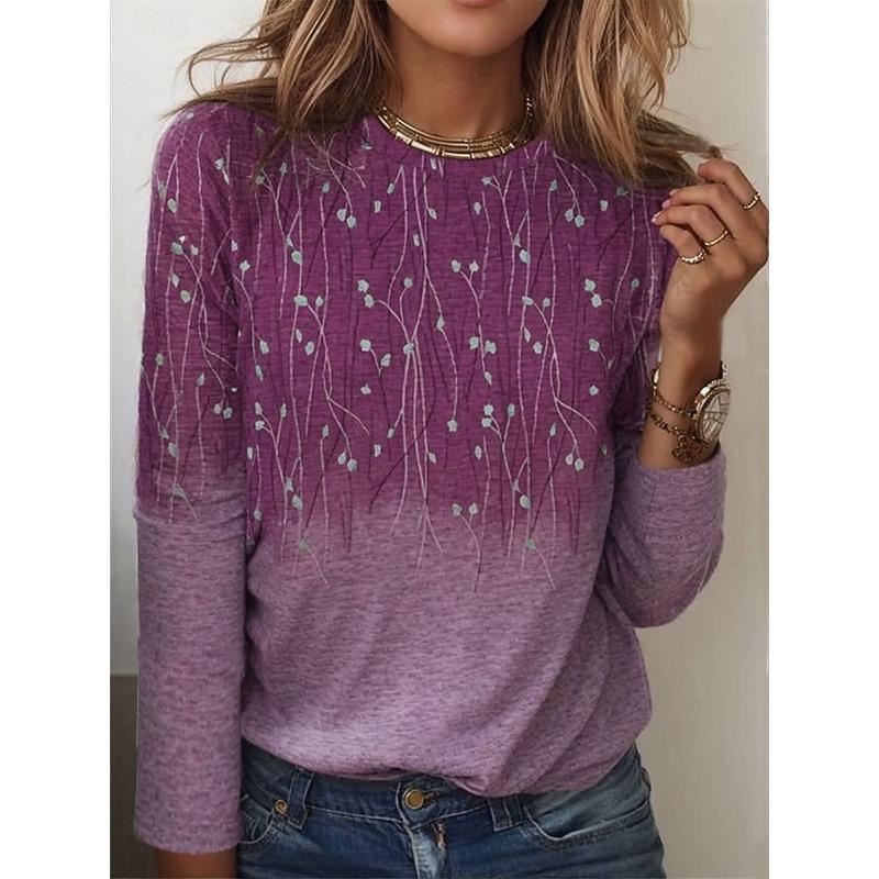 Damen T-Shirt,3D-Druck,O-Ausschnitt,Langarm,Lässig,Leichtes Oberteil,Halloween,Hip Hop,Große Größe,Mode