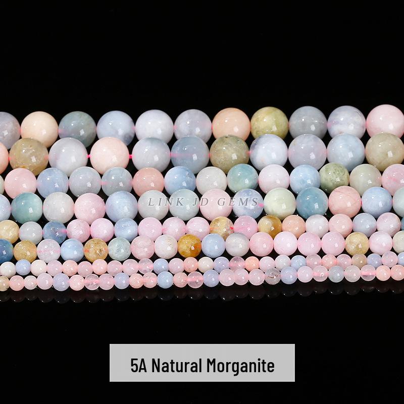 Jingde Transparent Morganite Round Beads - Candy Color Crystal DIY Jewelry Accessories