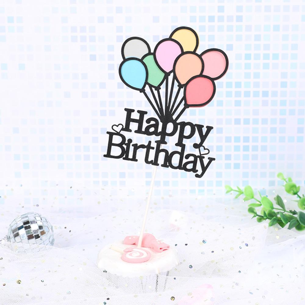 Double Layer Balloons Cake Toppers Cartoon Happy Birthday Cake Decoration  Home Decoration