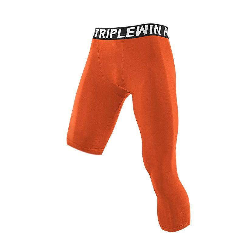 Men Base Layer Running Tight Sports Cropped One Leg Leggings Basketball Football Soccer Fitness Exercise 3/4 Pants S M L XL 2XL
