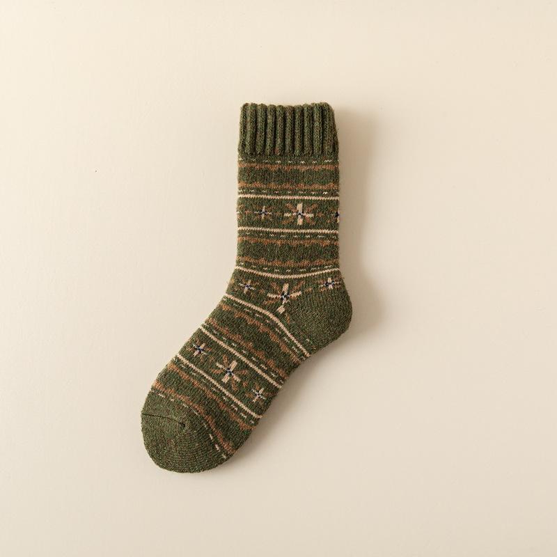 Wool Thickened Socks Women'S Terry Piled Super Thick Warm Medium Tube Socks Ethnic Trend Winter Home Socks Women
