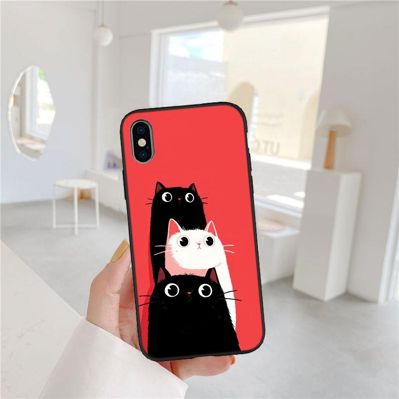LO23 Cat Kitten Meow Soft Shell Phone Case for Samsung Galaxy S20 S21 S22 Ultra FE + Plus A21S A22 A24 A25 A26 A30 A30S A31