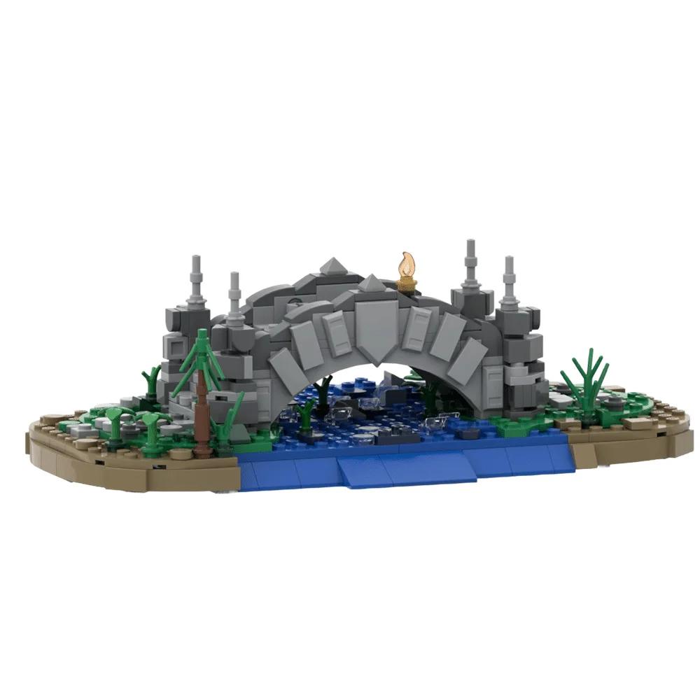 MOC Bridge Building Blocks Model Medieval Stone Bridge Architecture Street View Bricks Assembly Toys Kids DIY Birthday Gifts