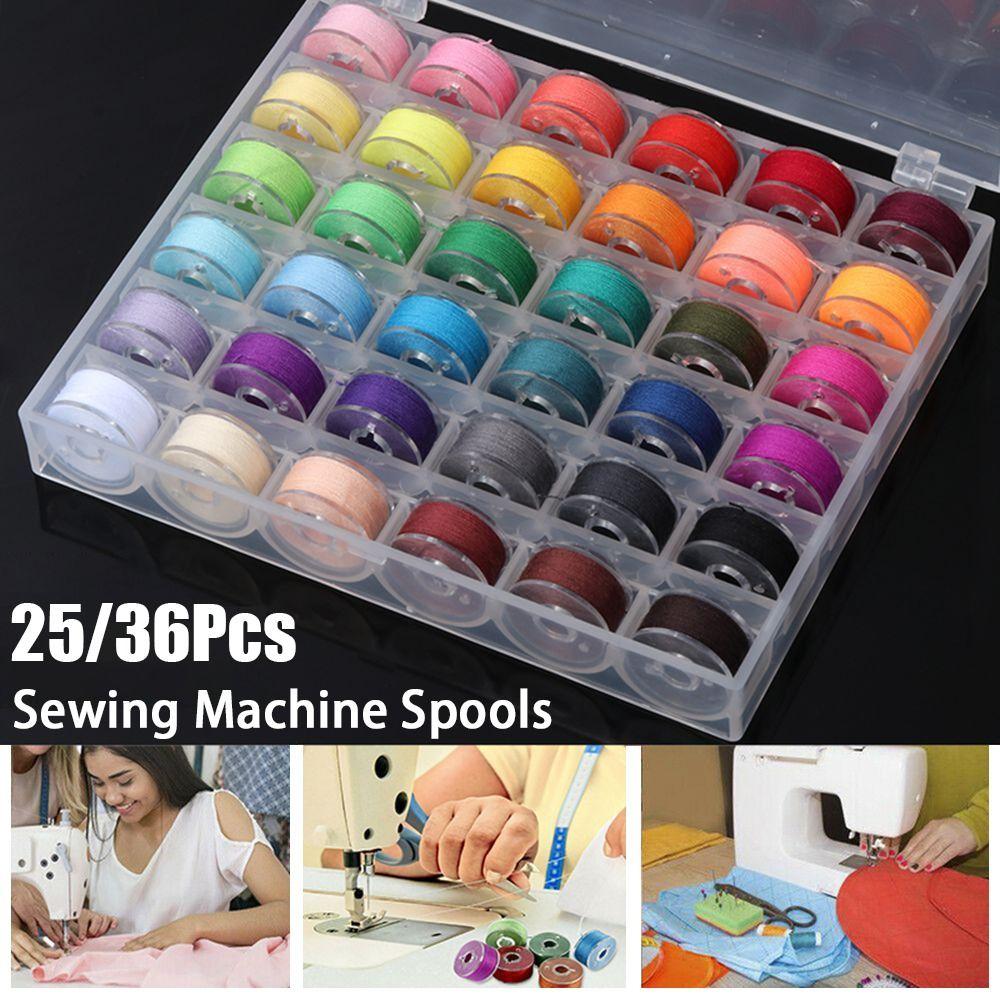 25/36 Stück Mehrfarbige Nähmaschinen-Spulenbox mit Nähgarn DIY Nähmaschinen-Spulen Ersatz Nähmaschinenzubehör