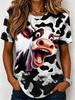 2026 New Women's Fashionable Short-Sleeve T-Shirt Fun Cow Print T-Shirt Trendy Street-Style Women's Short-Sleeve Top