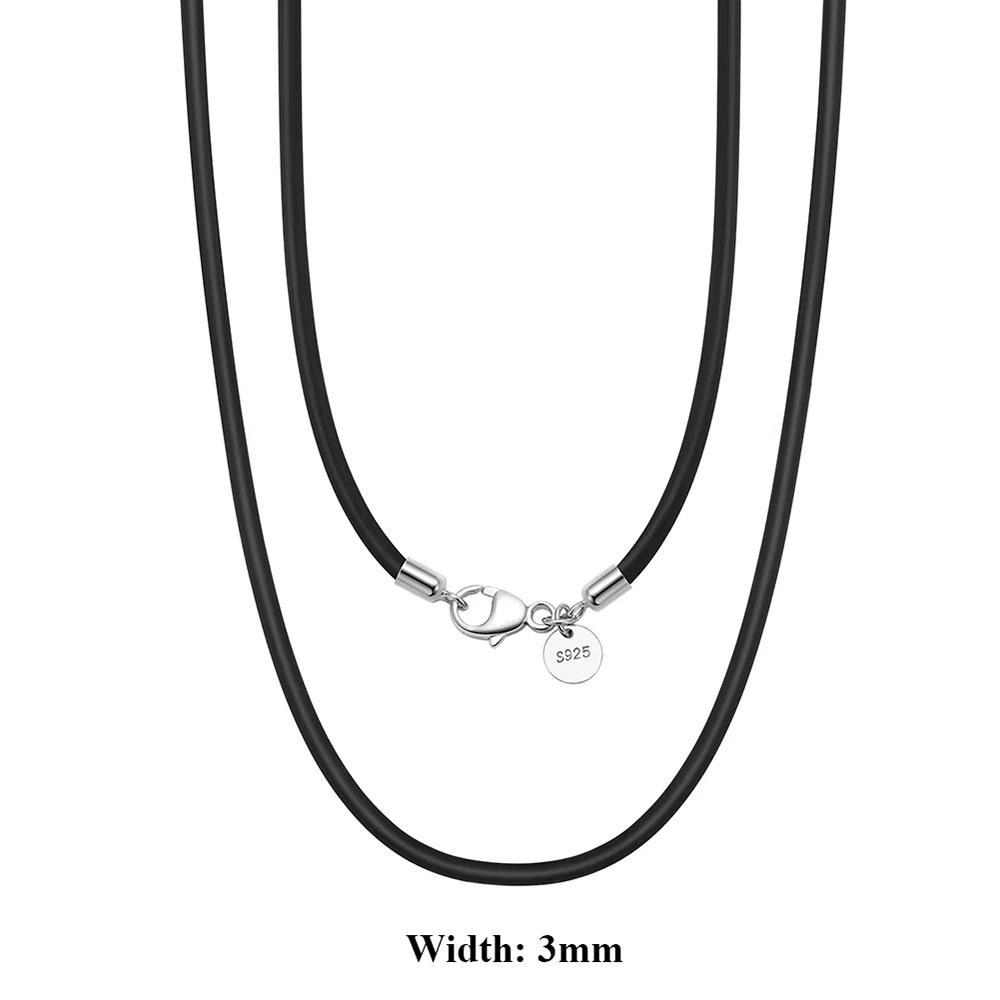 

Effie Queen 2mm & 3mm Black or Brown Leather Cord Chain Necklace 925 Sterling Silve for Women Neck Chain Necklace Jewelry SC62 40cm
