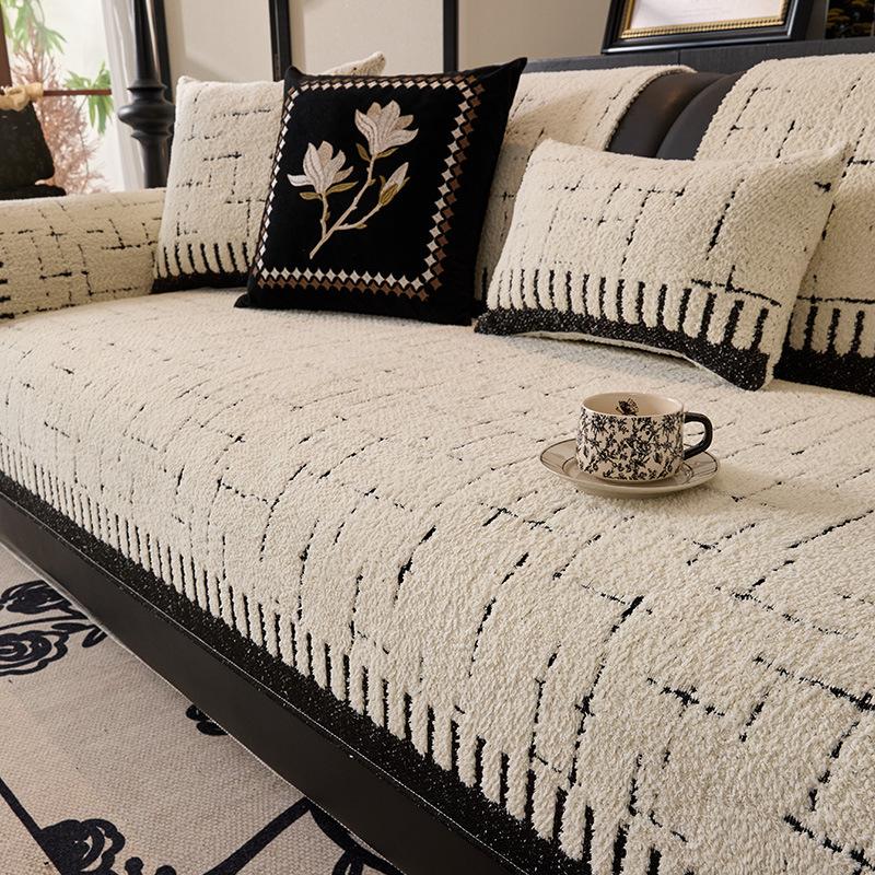 New Half-Edge Velvet Sofa Cushion, Light Luxury Style, Non-Slip And Dirt-Resistant Seat Cushion, Advanced Sofa Cover, Autumn And Winter Sofa Cover