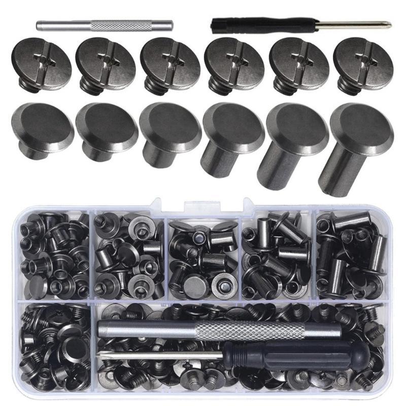 110Pieces Binding Screws Crossed Head Metal Screws Rivets Book Binding Rivets