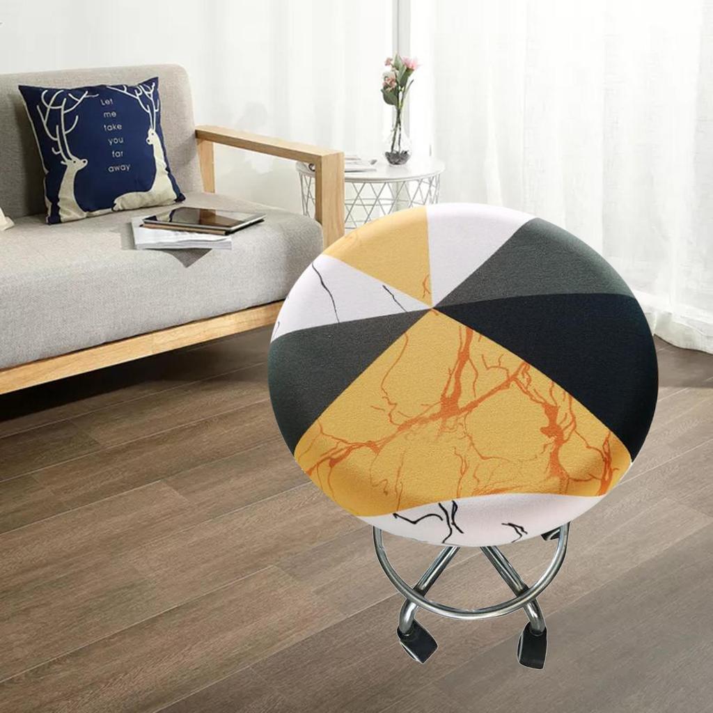 Stretchy Round Bar Stool Cover, Washable Barstool Chair Seat Cover Printed, Non