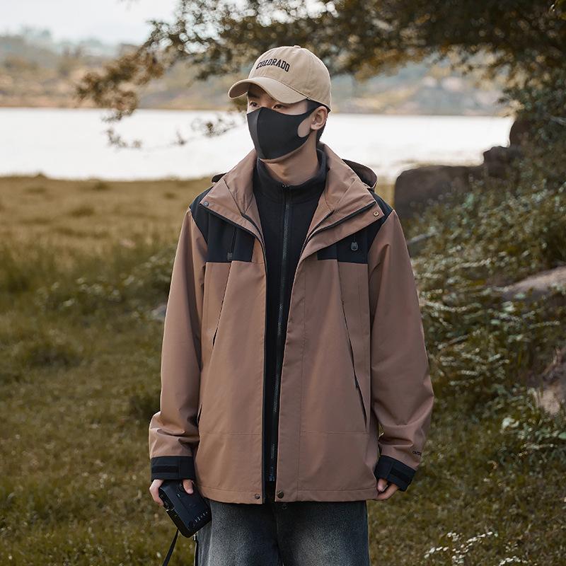 Herbst und Winter Neue Drei-in-Eins-Paare Abnehmbare Innenauskleidung Mit Kapuze Winddichte Bergsteigerbekleidung Warme Outdoor-Hardshelljacke