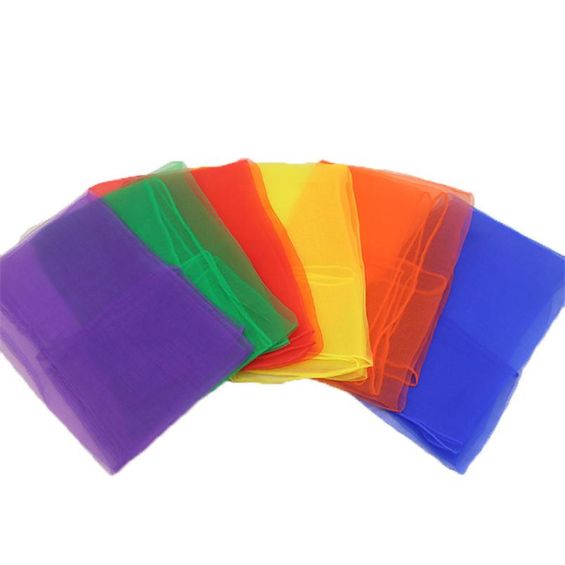 6 Stück bunte Frühpädagogik Kinder Gymnastik Quadratische Tücher Sport Tanz Interaktives Spiel Gaze Tücher