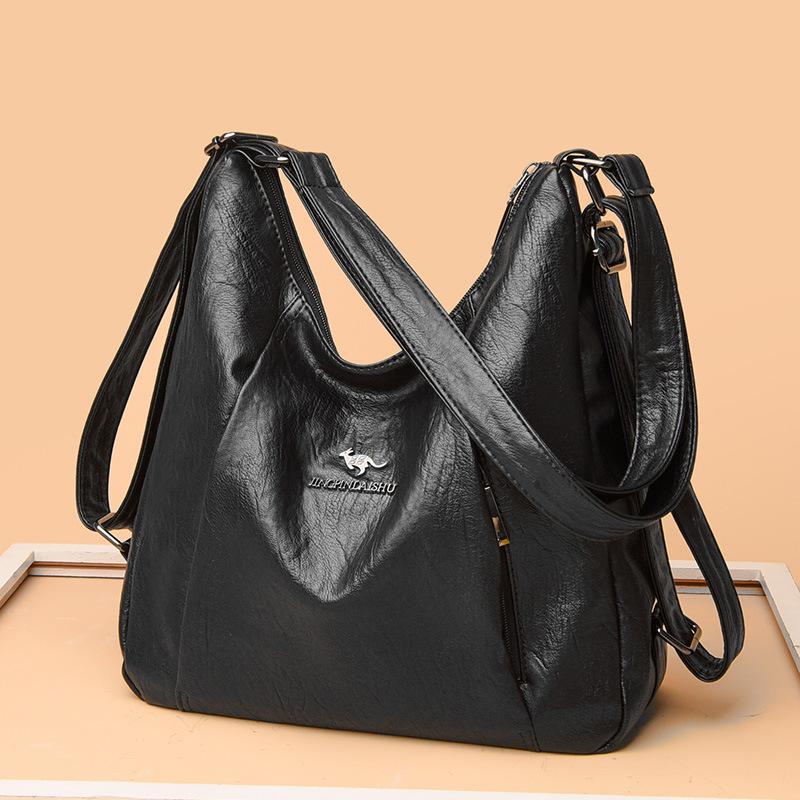 

Vintage Large Capacity Crossbody Bag, Trendy and Versatile PU Soft Leather Multifunctional Backpack, Women s Casual Shoulder Bag чёрный
