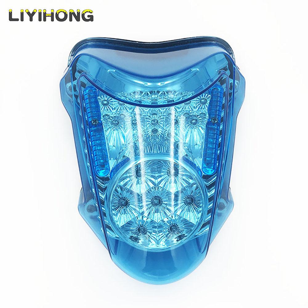 

For Suzuki Hayab GSXR1300 GSX1300R 2008 2009 2010- E-Mark Rear Tail Light Brake Turn Signals Integrated LED Light синій