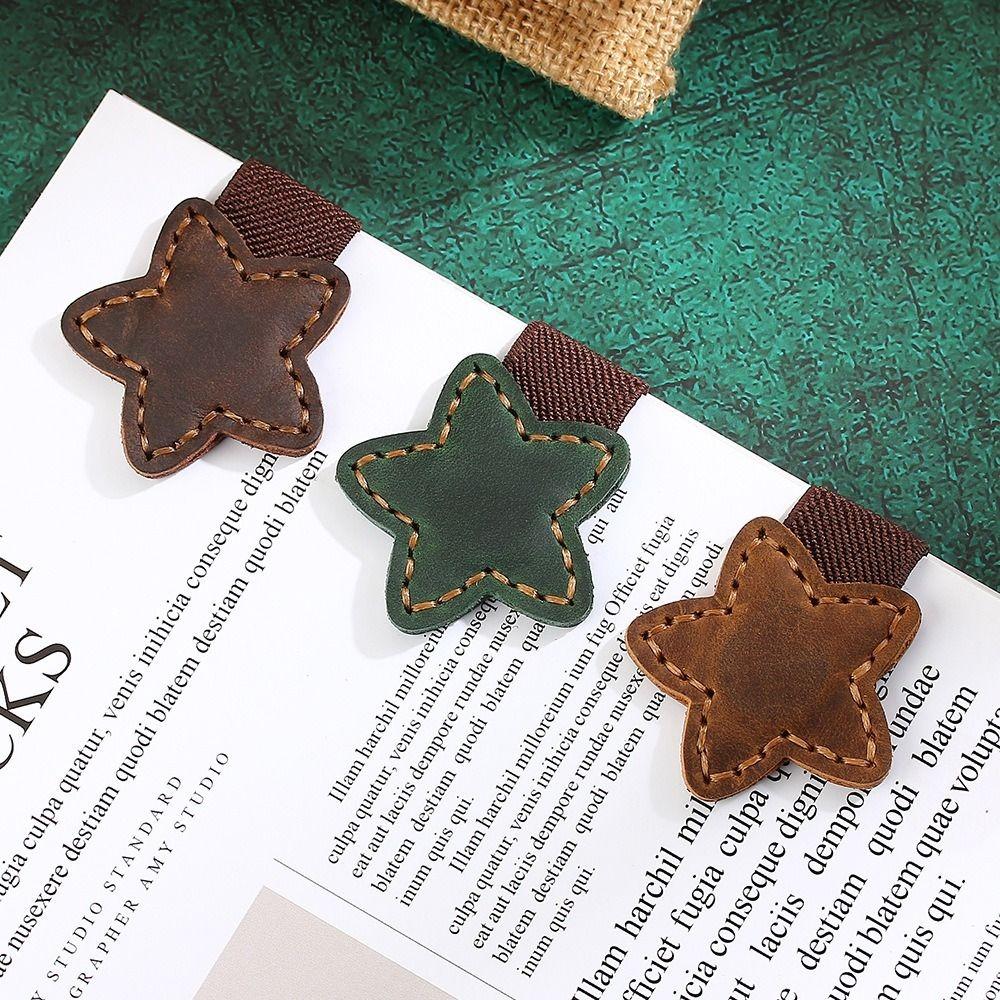Leather Reading Page Mark Double-sided Page Divider Retro Staionery Supplies  Students