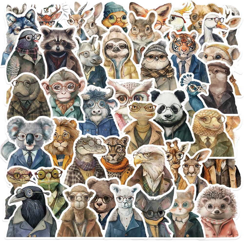 Sada samolepek divoké zvěře: Los, Alpaka, Panda & Lev