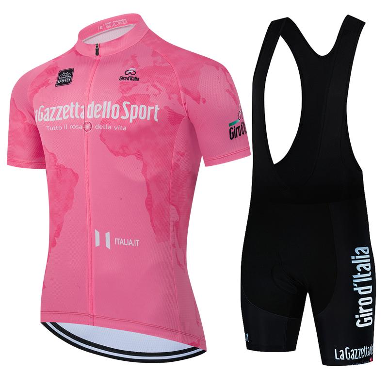 

2025 Italy Tour Cycling Jersey Set Pink Cycling Clothing Men Road Bike Shirt Suit Bicycle Bib Shorts Sports Suit Asian size-S