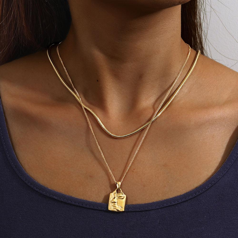 Fenny 18K PVD Plated Waterproof&No Fade Geometric Snake Long Sweater Chain Stainless Steel Necklace for Women