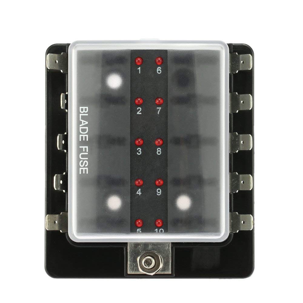 

DC 12V 10-контактный держатель предохранителя с комплектом светодиодных сигнальных ламп для автомобиля, лодки, морского трайка, автозапчастей, предохранители чёрный